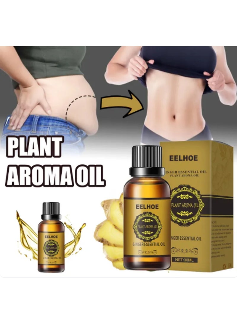 إيلهو زيت الزنجبيل العطري للتنحيف، زيت عطري لتصريف السوائل اللمفاوية وإزالة السموم، زيت تدليك طبيعي للتنحيف، زيت لإنقاص الوزن، مزيل السيلوليت، زيت تدليك للشعر وفروة الرأس، زيت لحرق الدهون، زيت للعناية بالجمال والصحة والجسم [30 مل] - Image 2